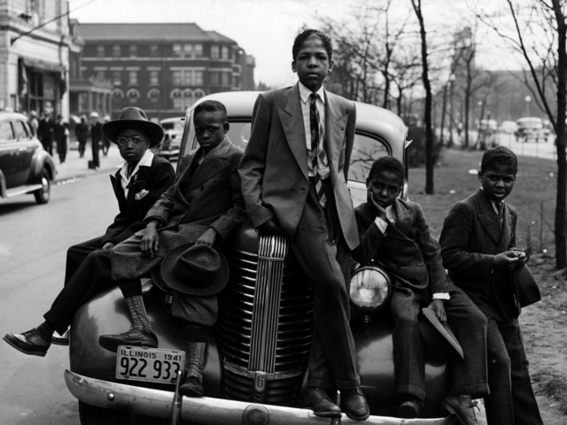 Photograph of Negro boys on Easter morning. Southside, Chicago,